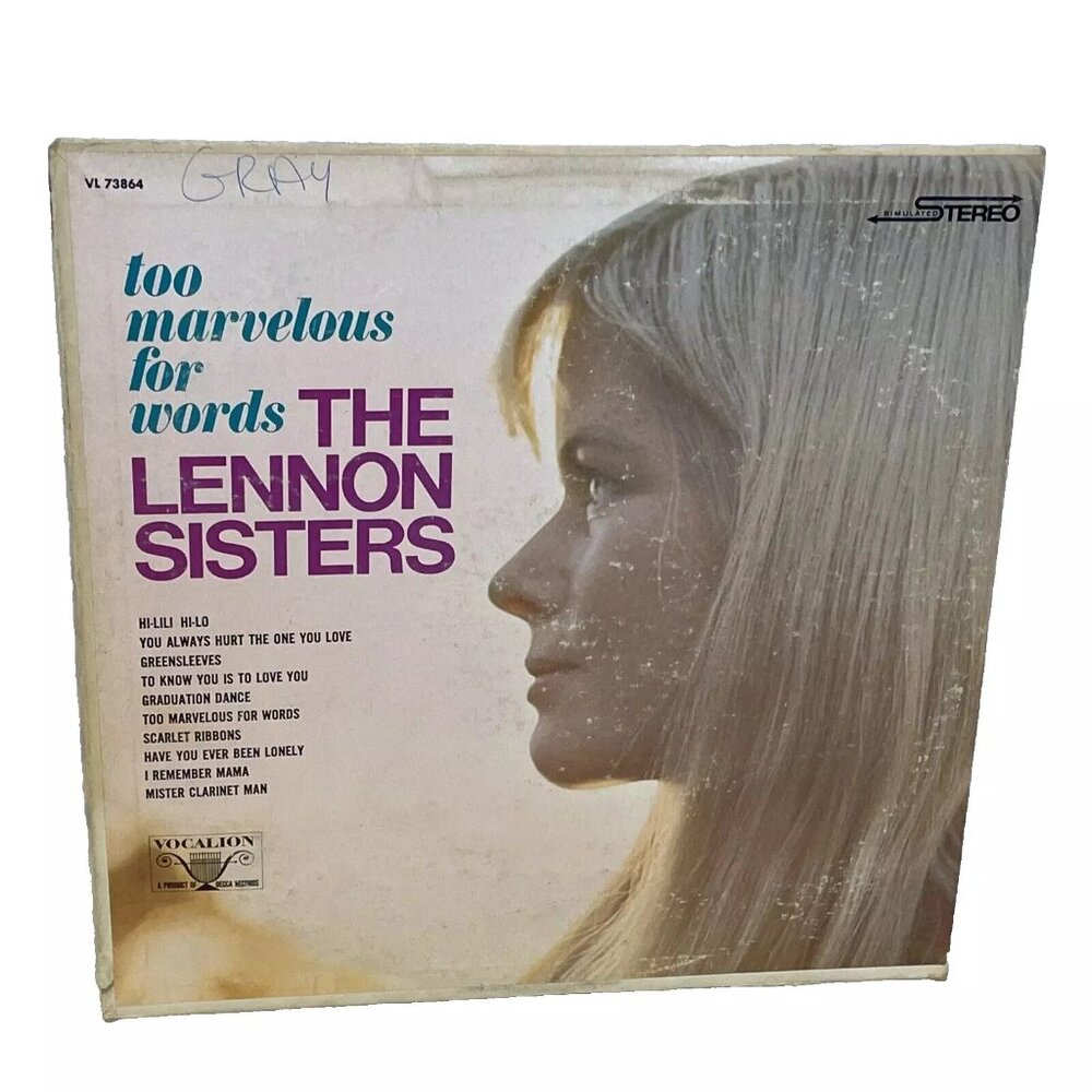 The Lennon Sisters Too Marvelous For Words (Vinyl, 1969) Vocalion VL 73864 Good+
